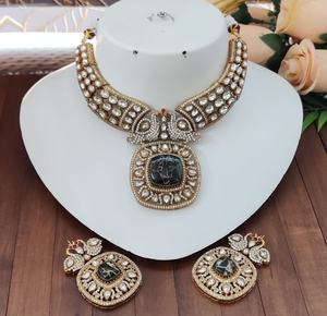 Premium Quality Moissanite Kundan Necklace <b>Set</b> With Fire Stone Luxury Necklace <b>Set</b> <b>Indian</b> Traditional <b>jewelry</b> With Earrings - Product Image 4