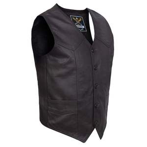 Chaleco de motorista de cuero personalizado para hombre, Chaleco de cuero de motocicleta a prueba de viento para ciclistas de Club - Product Image 6