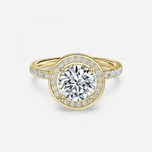 Thiết kế hiện đại sang trọng Đồ trang sức mỹ 2.2 CTS và 8.3 gram vòng cắt moissanite kim cương engagement Ring từ Ấn Độ Nhà cung cấp