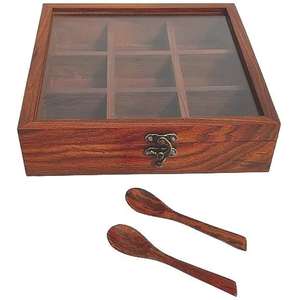 Boîte de rangement d'épices en bois de qualité supérieure Rangement élégant et élégant pour les essentiels culinaires Outils d'épices d'herbes de sel peu encombrants - Product Image 4