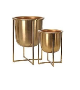 Support à fleurs moderne en fer doré pour plantes d'intérieur et d'extérieur, décoration de maison, hôtel, restaurant, villa, bureau. - Product Image 3