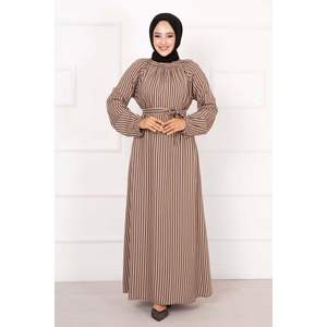 La Robe Hijab Viscose Rayé Vison-Noir - Product Image 3