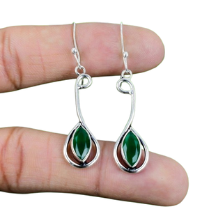 925 Sterling Silver Handmade Gemstone Spinner Vert Onyx Boucles D'oreilles 925 Estampillé Argent Cadeau De Mariage Meilleure Qualité Boucles D'oreilles Bijoux - Product Image 1