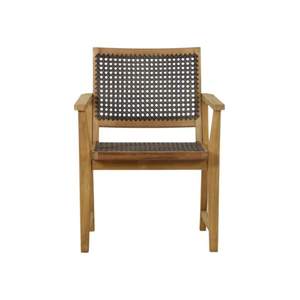 Chaise de salle à manger moderne minimaliste en teck massif Indoteak Ashton avec tissage en rotin synthétique - Durable, légère et confortable - Product Image 1