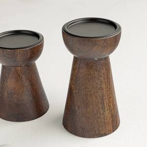 Set 2 Antique Customizable Eco-Friendly Mango <b>Wood</b> <b>Candle</b> <b>Holders</b> Handpainted Handcrafted Decorative <b>Lanterns</b> <b>Jars</b> Durable - Product Image 3