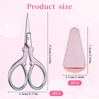 Ciseaux industriels pour gaucher, mini-ciseaux à broder rose magnifique avec étui en cuir portable, légers et faciles à utiliser