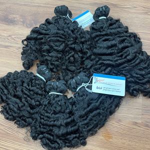 Vente en gros Paquets de cheveux bouclés pelucheux Doublement étirés Extensions de cheveux vierges vietnamiennes Trame machine - Product Image 3