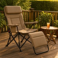 Chaise de camping inclinable avec repose-pieds rembourré en tissu Oxford, acier inoxydable, installation rapide, chaise pliante portable pour barbecue, festival, piscine