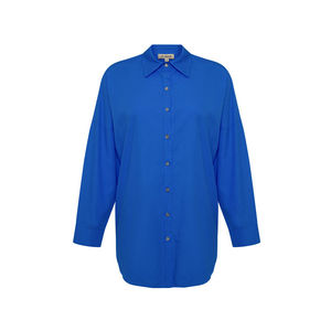 Saks Basic Cotton Poplin Blouse-Casual Simple Style - Product Image 1