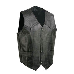 Chaleco de cuero de vaca hecho a medida a la moda para hombre Chaleco de cuero ajustado hecho en Pakistán - Product Image 1