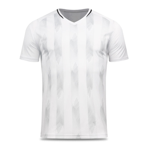 เสื้อฟุตบอลผู้ชายสีส้มพิมพ์ลายแบบ Sublimated ยี่ห้อ INDEX APPAREL คอวี แขนสั้น ลายทาง ระบายเหงื่อได้ดี ทรงปกติ สำหรับผู้ใหญ่ ใส่ได้ทุกฤดู - Product Image 2