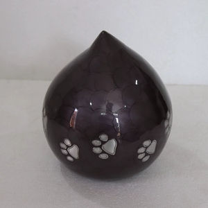Urne funéraire en émail brun gravé Paw pour animaux de compagnie Ash & Memorial Funeral Fait à la main en Inde par le fabricant et le fournisseur - Product Image 4