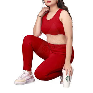 Women's Gym <b>Workout</b> Activewear Set Yoga Bra and Long <b>Legging</b> <b>with</b> <b>Pockets</b> Short Sleeves Fitness Sports Bra - Product Image 3