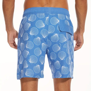 Pantalones cortos de algodón informales de cintura alta para hombre, malla antiarrugas, estampado sólido, cinturón con cordón, logotipo ecológico, playa de verano de Vietnam - Product Image 3