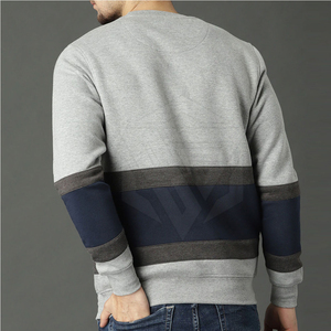 Sweatshirts pulls 100% coton grande taille pour hommes Vêtements d'hiver avec contraste de couleur Motif solide - Product Image 3