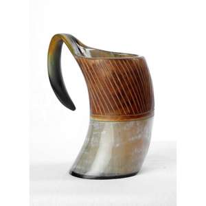Chope à bière en corne de buffle véritable 100% style campagnard, chope de luxe, artisanat naturel décoratif, idées cadeaux, sans danger pour les aliments, passe au lave-vaisselle - Product Image 3