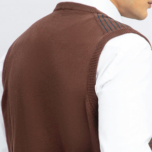 เสื้อสเวตเตอร์ถักแขนกุดลำลองสำหรับผู้ชายเสื้อสเวตเตอร์ถัก100% สีพื้นเสื้อสเวตเตอร์ขนสัตว์2026 - Product Image 5