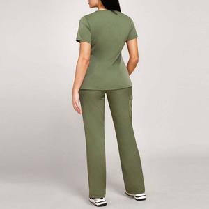 Uniforme médico Scrubs Conjunto médico Scrub para mujer Top médico Scrubs y pantalones Moda Poliéster Nylon Logotipo personalizado Tejido Manga corta - Product Image 2
