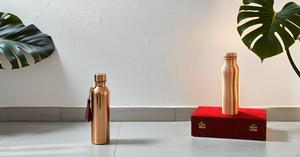 Bouteille d'eau sans joint en cuivre pur navire en cuivre étanche fait à la main pour cadeau de voyage emballé boîte en velours de couleur rouge - Product Image 6