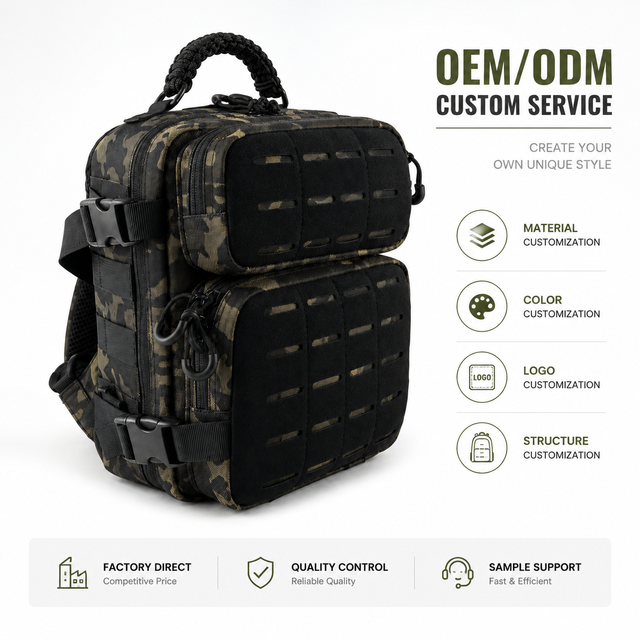 Custom Tactical Utility Backpack Camouflage MOLLE Outdoor Tool Bag With Multi Pocket Design for Camping Hiking Work