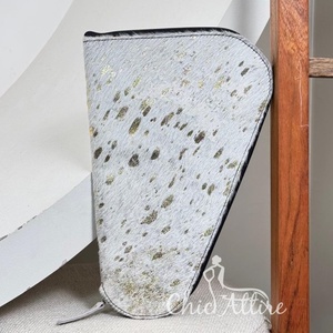 Factory Custom Gold-Speckled Hair-on Hide <b>Concealed</b> Carry Gun Holster Genuine Leather Stylish Durable & Functional Handgun Cases - Product Image 1