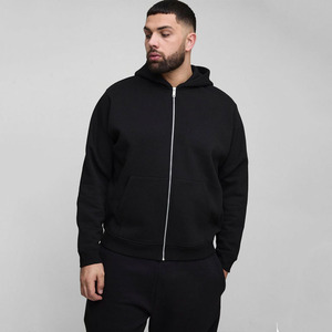 Nueva llegada Plus Size Gym Regular Fit Basic Zip Up Through Basics Hoodie Algodón Mezclado Diseño personalizado Venta al por mayor Sudaderas con capucha para hombres - Product Image 1