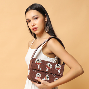 Borsa con pochette con perline fatta a mano malocchio ecologica artigianale con stile classico alla moda ricami a mano - Product Image 2