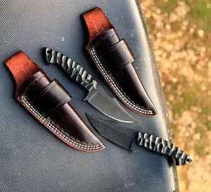 Couteau à dépecer artisanal personnalisé, lame en acier D2 avec revêtement en poudre noire, couteau de chasse, manche en micarta, étui en cuir, cadeau idéal - Product Image 3