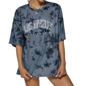 Venta al por mayor Tie Dye manga corta verano tinte camisetas de secado rápido transpirable de gran tamaño Tie-Dye camiseta último diseño OEM para niñas - Product Image 1