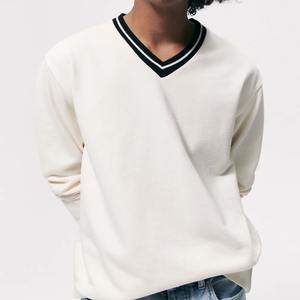 สเวตเชิ้ตสำหรับผู้ชายแบบลำลองคอวีผ้าคอตตอนถักระบายอากาศได้ดี - Product Image 1