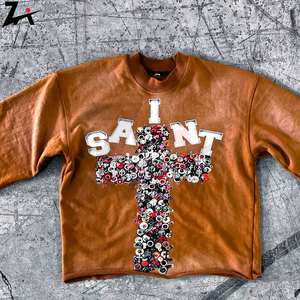 T-shirt unisexe surdimensionné à manches longues, imprimé et brodé en 3D, style Y2K Harajuku Hip Hop Gothique, avec strass et effet délavé à l'acide, idéal pour l'hiver - Product Image 3