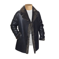 Blouson d'hiver pour homme Silo Sports, fabriqué en usine OEM, en cuir de mouton noir de haute qualité, col en fourrure de renard, grande taille, chauffant, tricoté