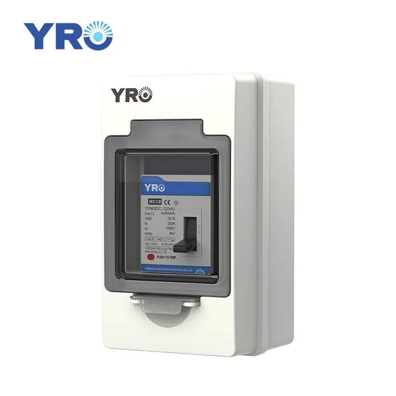 YRO सोलर सेल कंबाइनर बॉक्स MCCB YRM3DC सर्किट ब्रेक 2P DC 1000V प्लास्टिक केस वाटरप्रूफ IP66
