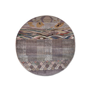Alfombra Manchaha de Lana y Seda de Bambú con Patrón Abstracto, Anudada a Mano, Rosa y Morado, para Uso Doméstico - Les-2762 - Product Image 1