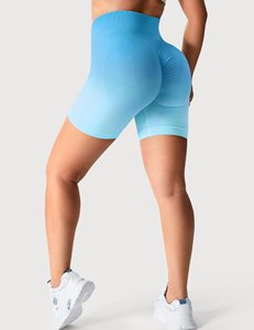 Pantalones cortos de Yoga sin costuras de cintura alta para mujer, mallas de entrenamiento con patrón sólido, Spandex reciclado/nailon, ropa deportiva para gimnasio - Product Image 2