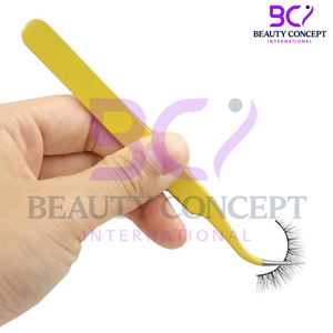 In Golden Lightweight Lash Tweezers Non Slip Easy Use Isolation Volume Eyelash Extension Grafted Tweezers - Product Image 2