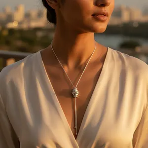 Collier pendentif en cristal avec chaîne à maillons en argent 925 de style vintage avec zircone cubique pour femmes - Option cadeau AGNA-20332 - Product Image 1