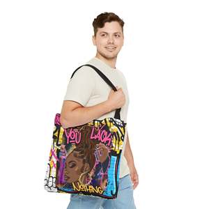 Borsa tote in tela con scritta 'Sis You Lack Nothing' per il potenziamento personale, resistente, riutilizzabile e portatile, con chiusura aperta, adatta a tutte le stagioni - Product Image 6