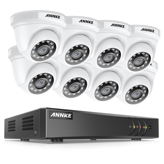 ANNKE 8CH Digital Video Recorder DVR AI Analog CCTV Camera System with 2MP TVI IR IP66 Turret Cameras