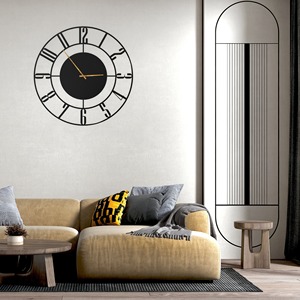 Reloj de pared de Metal negro redondo de lujo, diseño elegante minimalista, decoración llamativa para sala de estar, dormitorio o cocina - Product Image 3