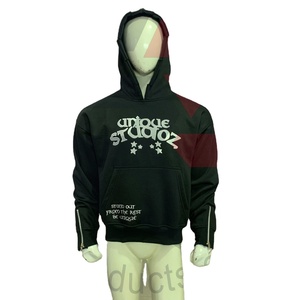 2024 personnalisé conçu en détresse sweat à capuche hommes surdimensionné lourd broderie haute qualité fermeture éclair goutte épaule 3D broderie 6XL hiver - Product Image 1