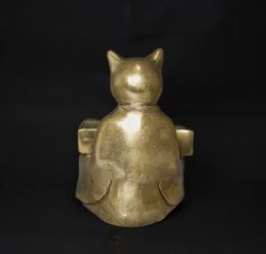 Porte-cartes de visite en laiton en forme de chat en laiton AK fini polonais pour décor de bureau/décor de bureau - Product Image 2