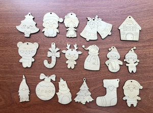 Etiquetas para colorear de Navidad de madera para niños, adornos pintables DIY para árbol de Navidad, arte de aula y regalos de vacaciones Vietnam - Product Image 5