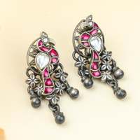 Collier et boucles d'oreilles Anokhi pour femme en argent sterling 925, motif oiseau Tabeej, serti clos, pierre principale en zircon, 9 cm