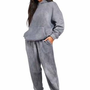 Custom <b>Vintage</b> Hoodie and Zipper Flared <b>Pants</b> Two Piece Set Printed Tracksuit Sun Faded Acid Wash Men's Tracksuit 2025 - Product Image 1