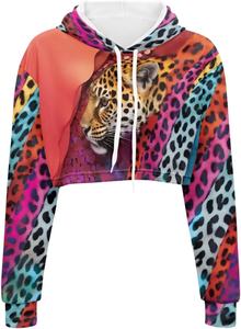 Sudaderas con Capucha de Manga Larga para Mujer, Estilo Deportivo, Tops Cortos con Estampado por Sublimación, Casuales para Otoño e Invierno - Product Image 3