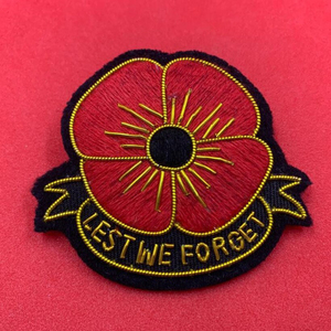 Badges brodés faits à la main, sur mesure, en fil de bullion, patchs en tissu sergé, vente en gros pour uniformes, badges brodés à la main avec des fleurs - Product Image 2