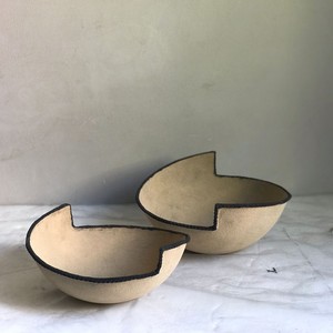 Meilleure vente, ensemble de 2 bols à bougies mats personnalisés, nouveau Design, forme coupée, Creeme mat avec couche noire - Product Image 2