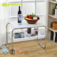 Table basse moderne à 2 niveaux avec structure en tube d'acier - Table d'appoint mobile pour salon, mobilier de maison, assemblage DIY, modèle TB73