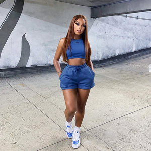 Ensemble deux pièces pour femmes, débardeur court et short, logo personnalisé imprimé, vêtements de sport actifs, vêtements de sport de gym, vente en gros - Product Image 2